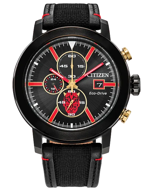 Darth Maul Black Dial Nylon & Leather Strap CA0766-02W | CITIZEN Darth Maul Black Dial Nylon & Leather Strap CA0766-02W | CITIZEN